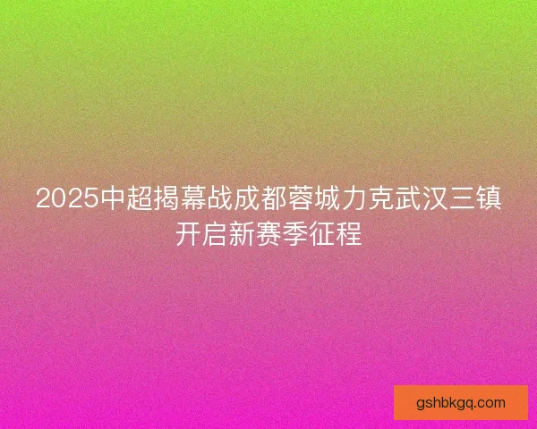 2025中超揭幕战成都蓉城力克武汉三镇开启新赛季征程