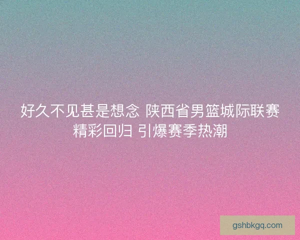 好久不见甚是想念 陕西省男篮城际联赛精彩回归 引爆赛季热潮 好久不见甚是想念 陕西省男篮城际联赛精彩回归 引爆赛季热潮