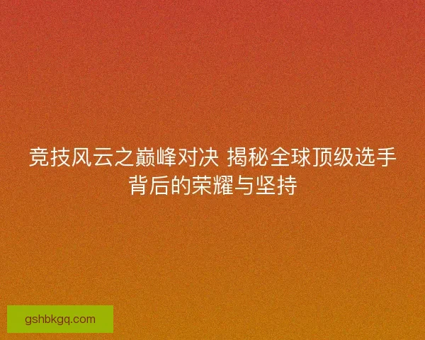 竞技风云之巅峰对决 揭秘全球顶级选手背后的荣耀与坚持