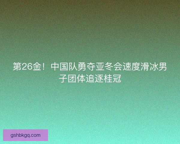 第26金！中国队勇夺亚冬会速度滑冰男子团体追逐桂冠